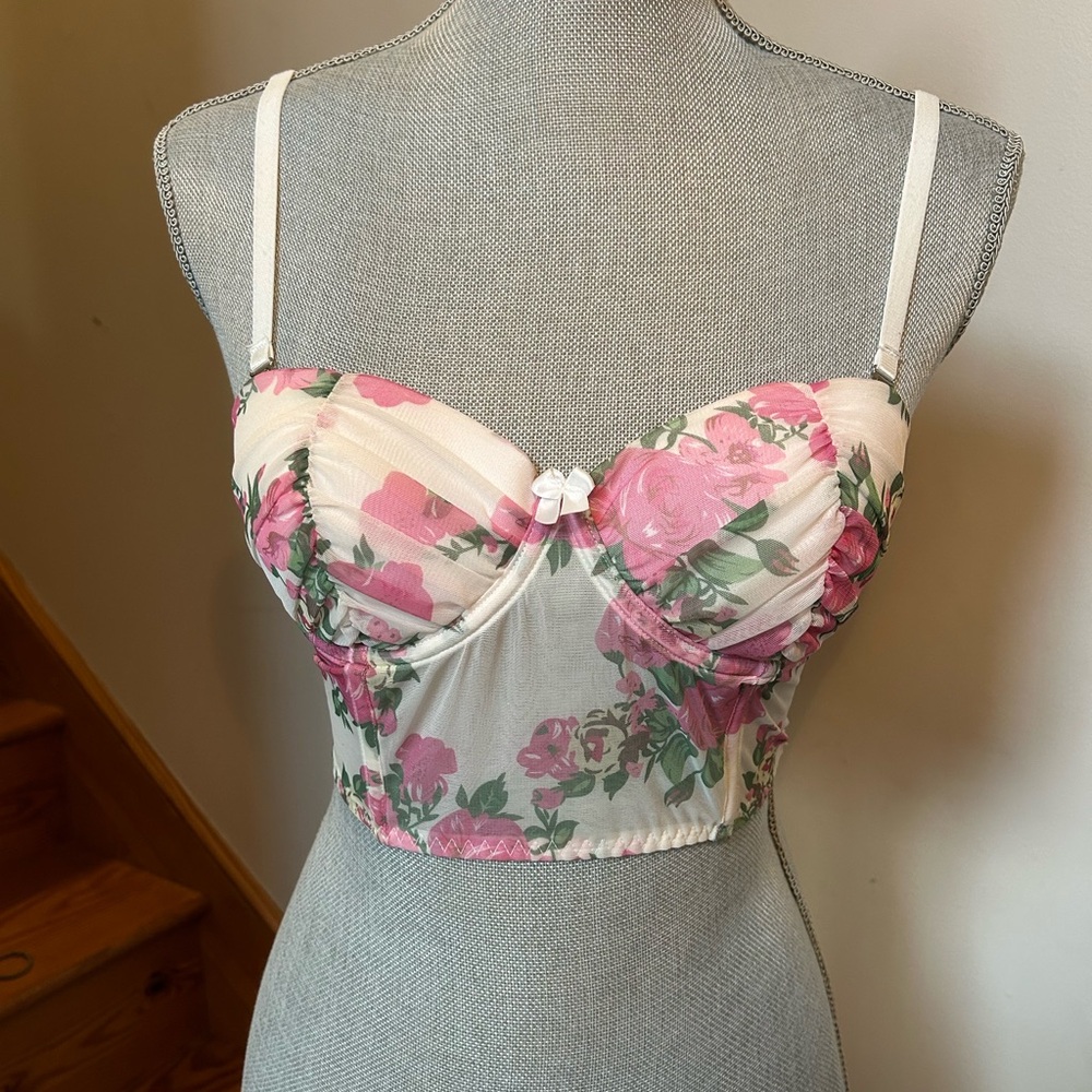 Floral Pink and White Women's Bustier